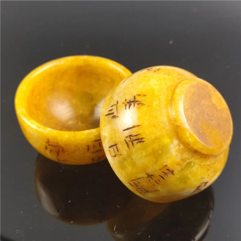 

Natural Stone Craft Xiu Jade Vintage Jade Carving Small Bowl Tea Set Tea Cup