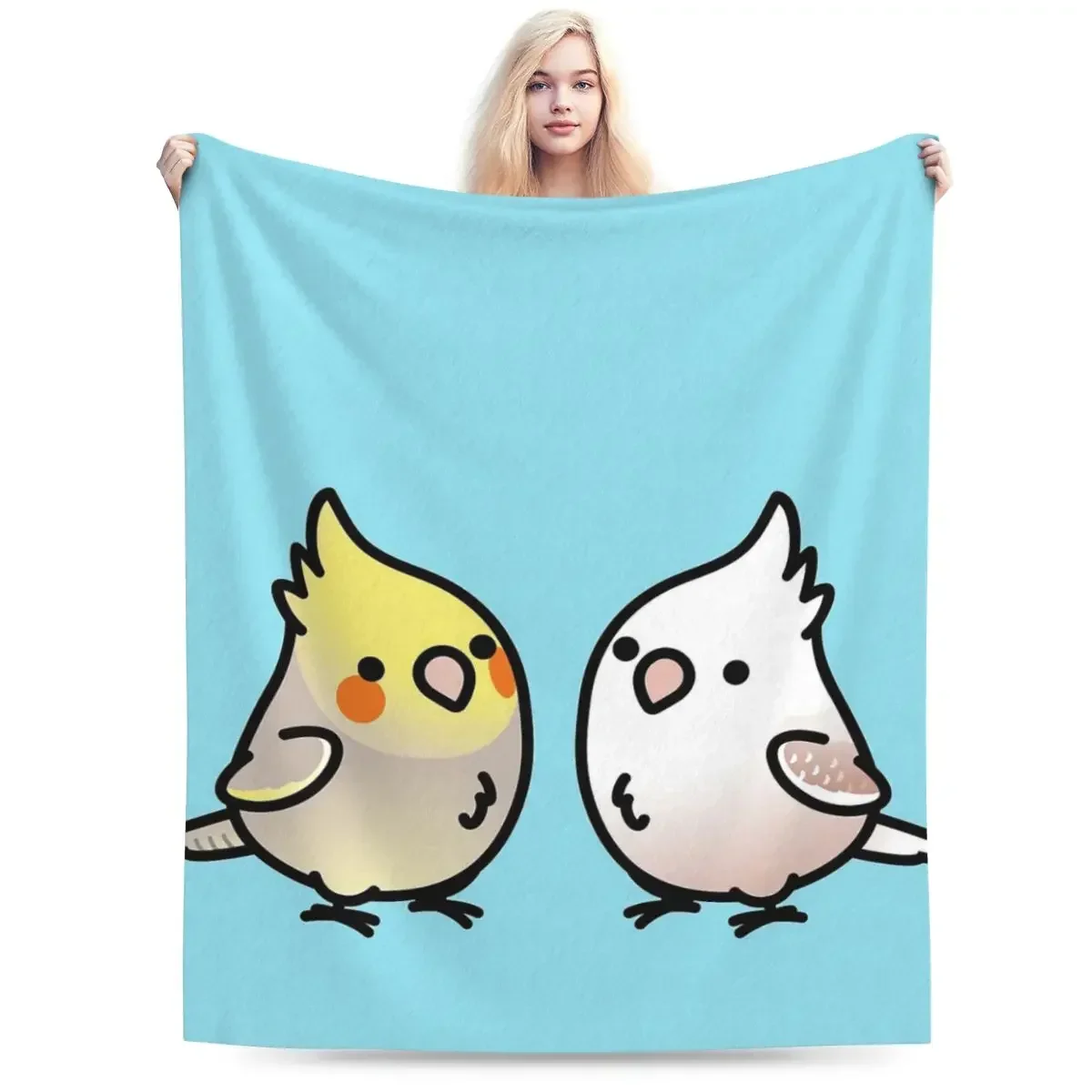 CUSTOM Cockatiel Pair Blankets Soft Warm Flannel Throw Blanket Bedding for Bed Living room Picnic Travel Home Sofa