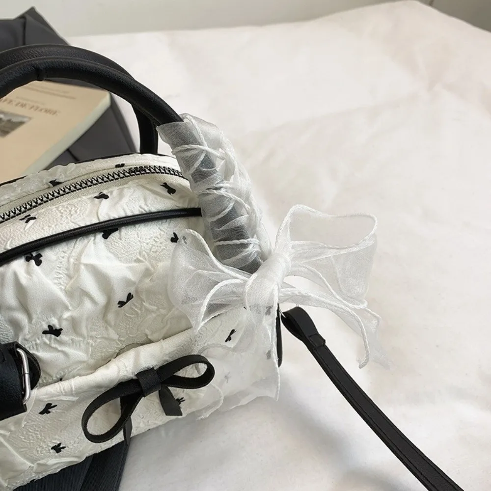 

Fashion Stylish Bow Bowling Bag Versatile Sweet Ribbons Shoulder Bag Leisure Small Women's Handbags Ladies