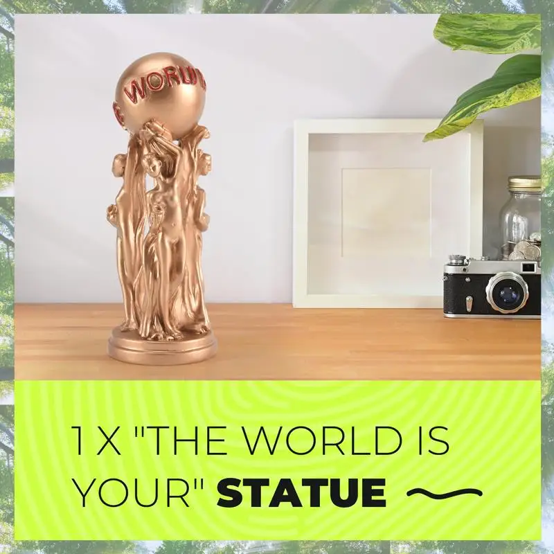Premium-The World Is Your Statue Trophy For Office Home Decoration Birthday Graduation Ceremony Resin Statue Durable Easy To Use