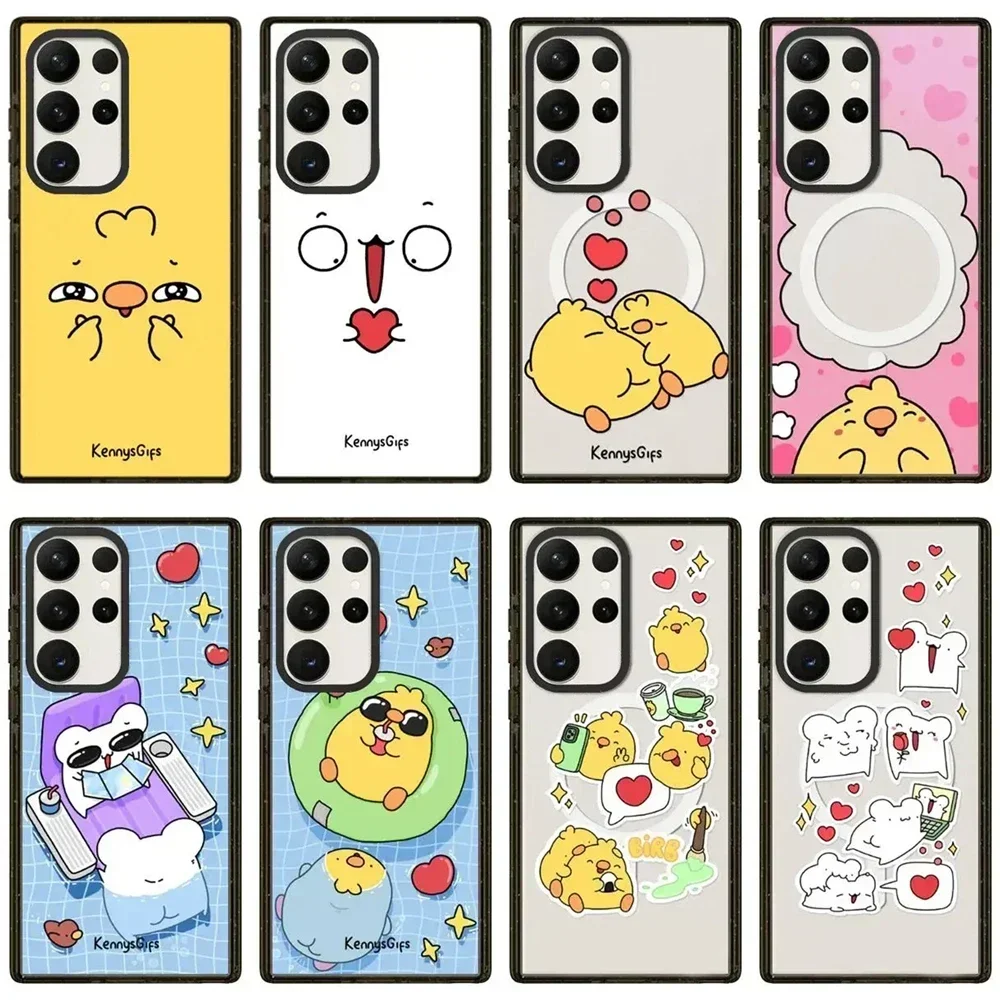 

Cute Little Chicken Acrylic Black Border Case for Samsung Galaxy S25 + Plus S24 S23 Ultra S25U Protective Case