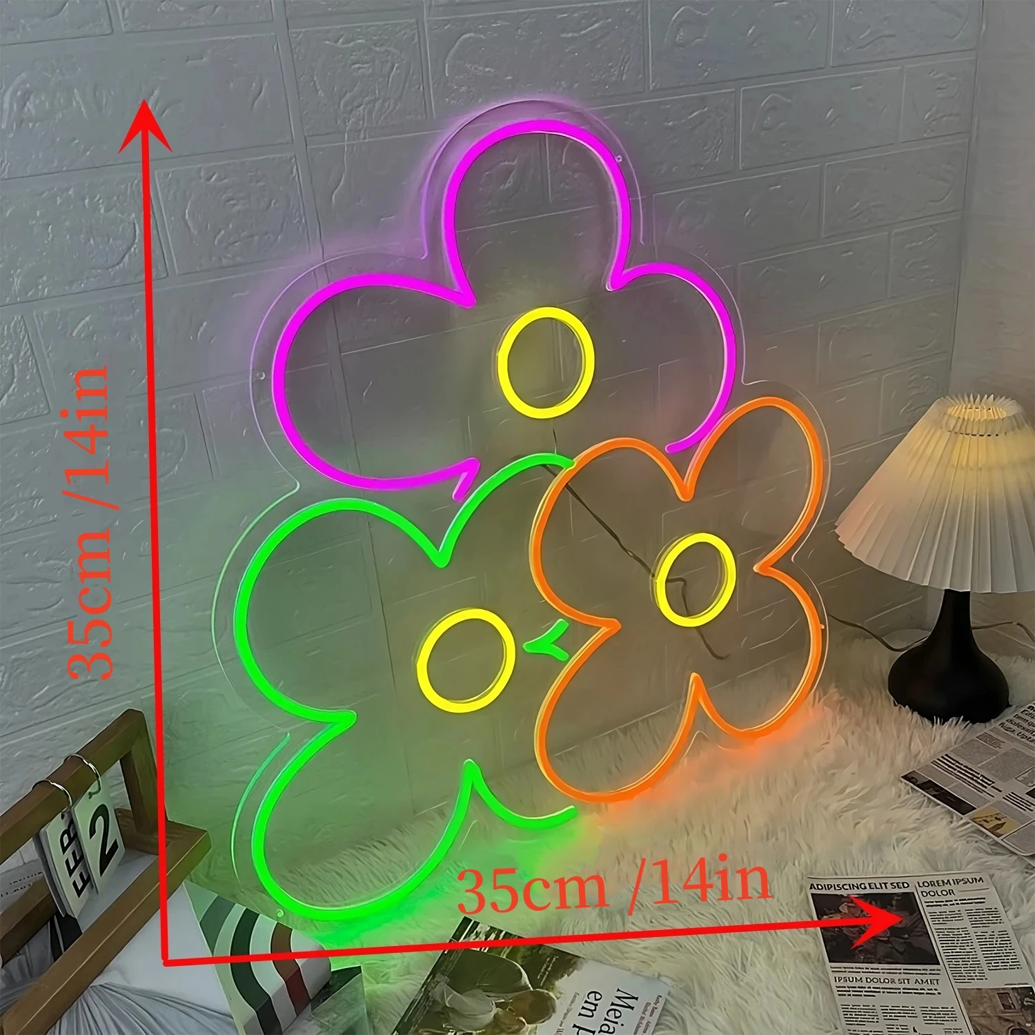 Imagem -03 - Led Neon Sign Flores Multicoloridas Luzes Personalizadas para Casa Quarto Wall Decor Party Decor Neon Sign Wall Art Fun