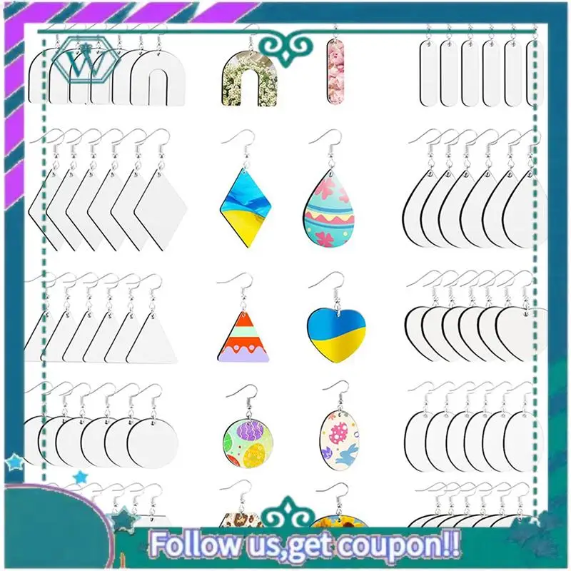 

A09P 120Pcs Sublimation Blank Earrings, Earrings Heat Transfer, Unfinished Earring With Hooks For DIY Sublimation Accessories