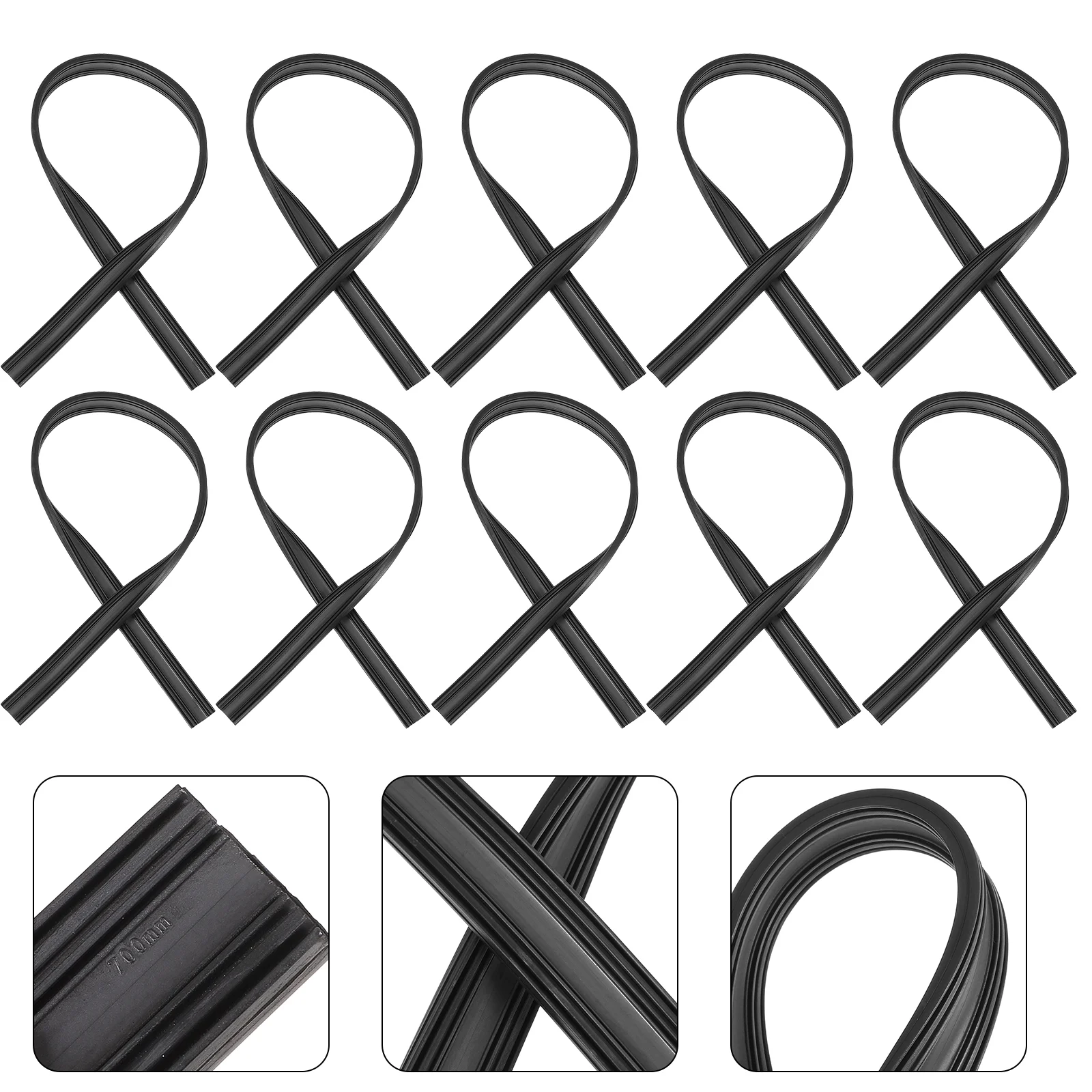 

10 Pcs Rubber Strip Scraper Boneless Wiper Bride Car Windshield Motor Auto Strips Windscreen