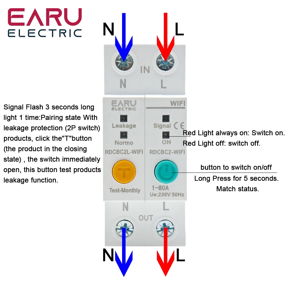 2P eWelink WIFI Smart Circuit Breaker Switch Energy Meter kWh Metering Monitoring Timer Relay for Smart Home MCB RCBO AC 220V