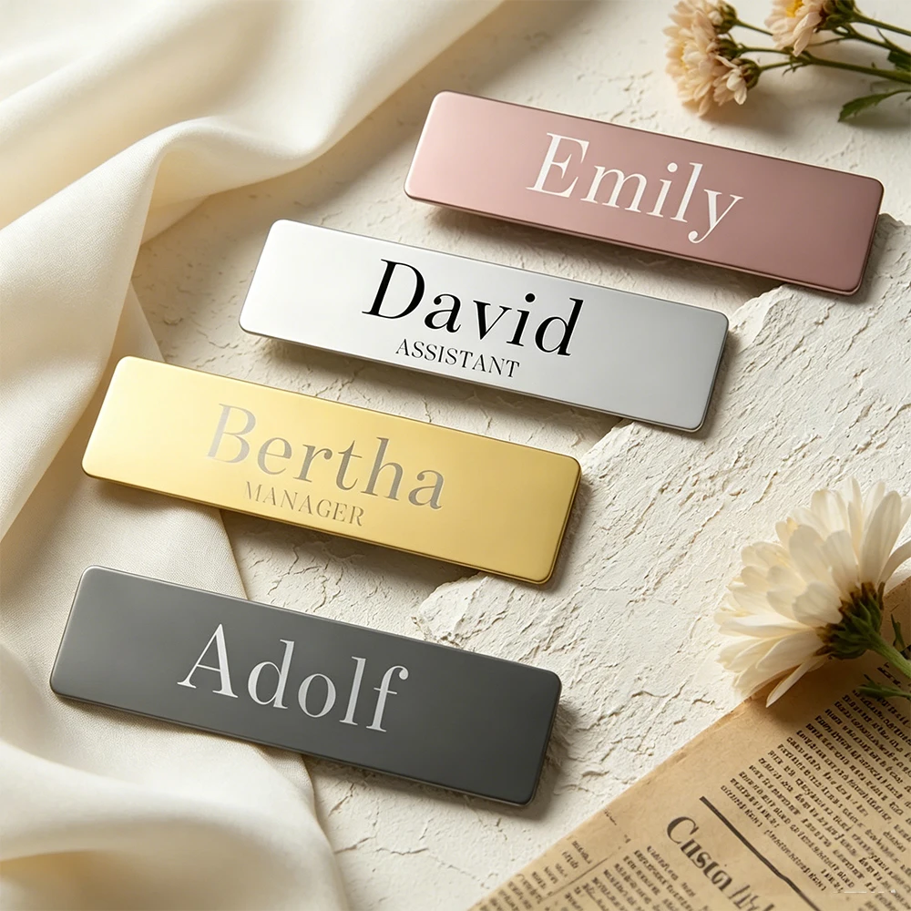 70x20mm Name Badge Custom Exclusive Chest Badge Stainless Steel Carve Jewelry Suitable for Office Racing Team Member Idea Choice