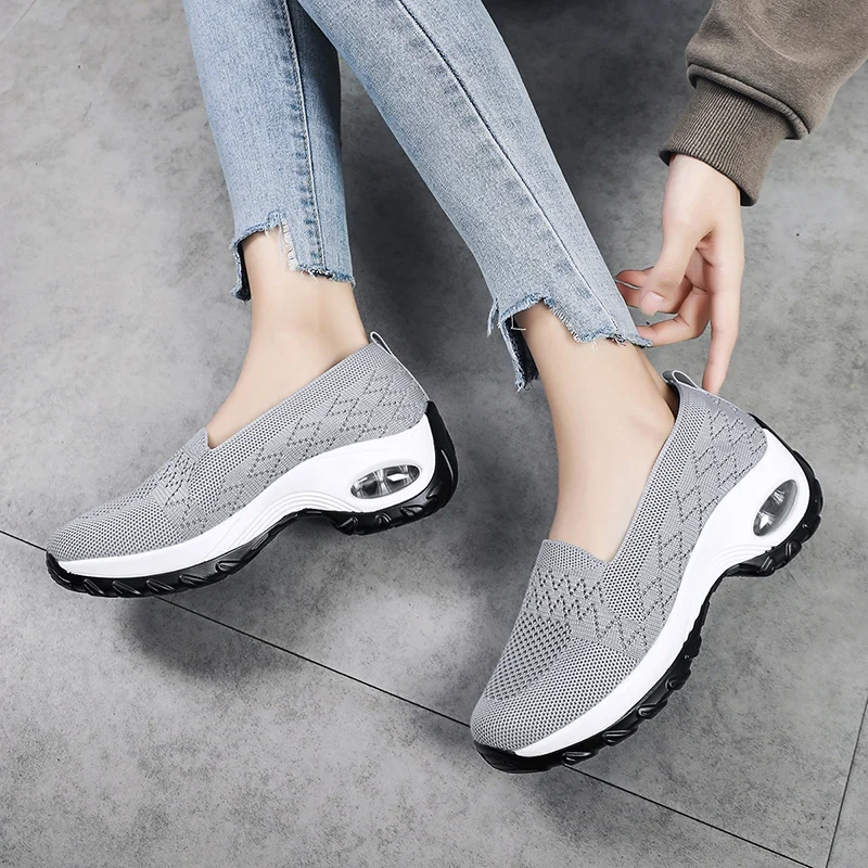 Women Platform Sneakers Woman Casual Shoes Cushion Sneakers Ladies Comfortable Shallow Mout Sock Sneakers Non-slip Walking Shoes