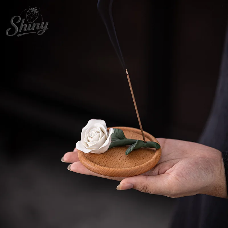 

Handmade Ceramic Flower Incense Burner Zen Incense Stick Home Desktop Decorative Ornament Feng Shui Home Decor
