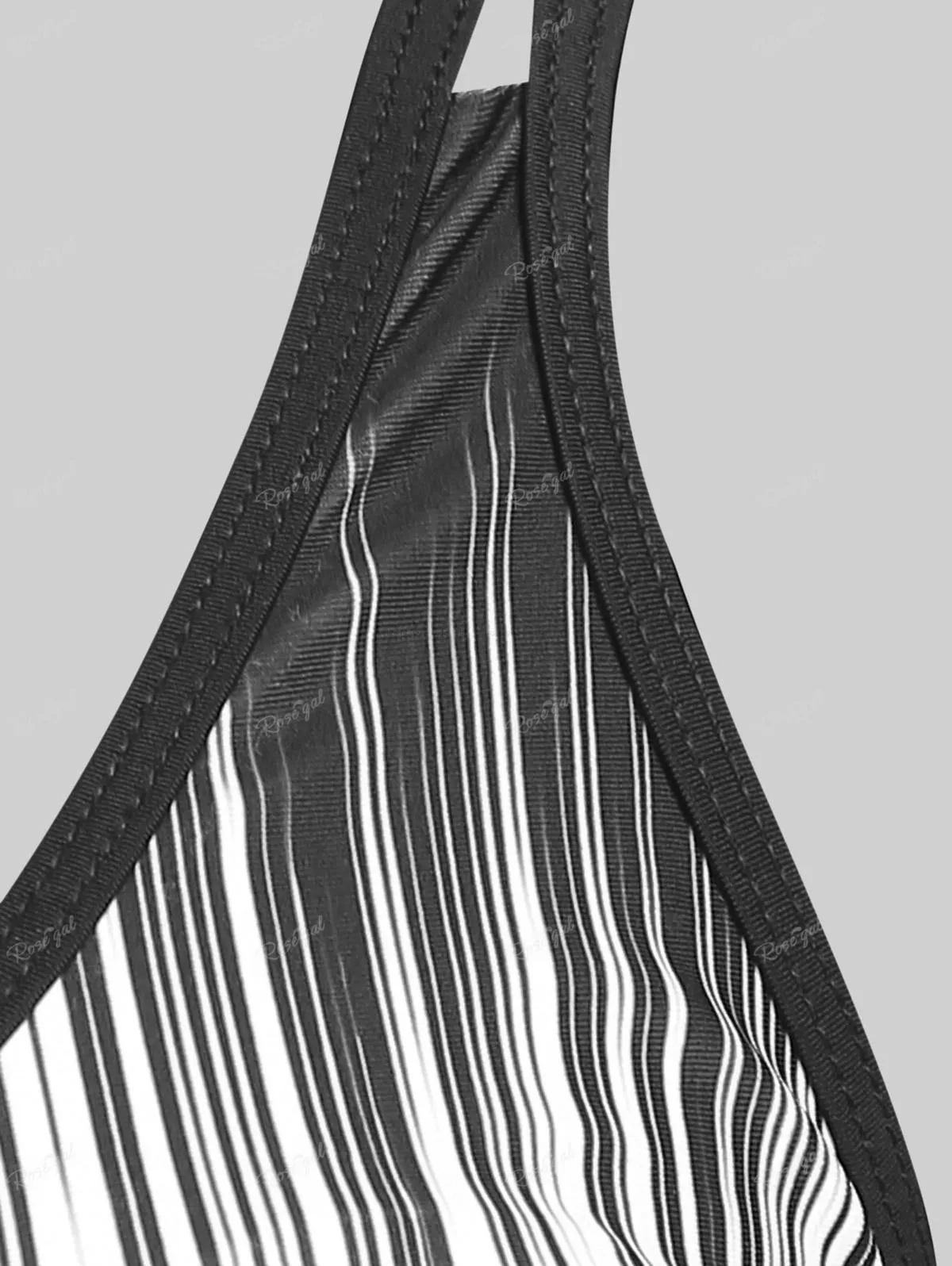 Rosegal plus size damski strój kąpielowy w paski z kwiatowym nadrukiem, bez pleców, wyściełany, skromny strój kąpielowy tankini