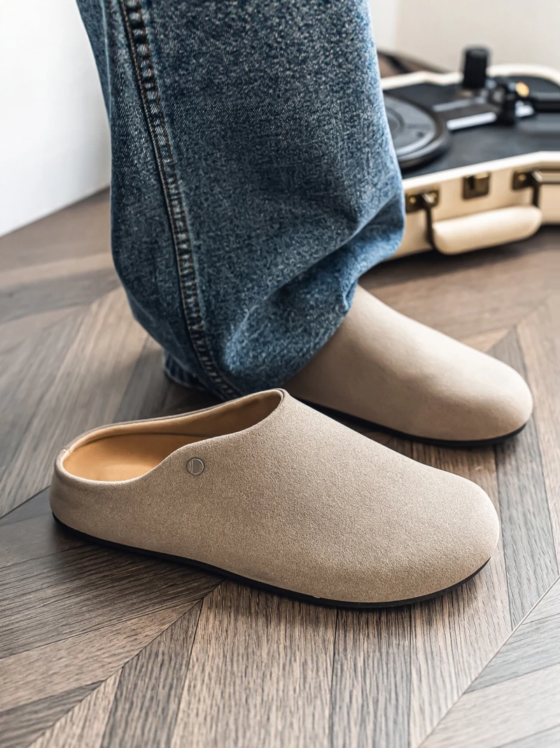 

Men's Summer Casual Retro Slip-On Soft Bottom Work Shoes No Rear Heel Covered Head Half Slippers Breathable