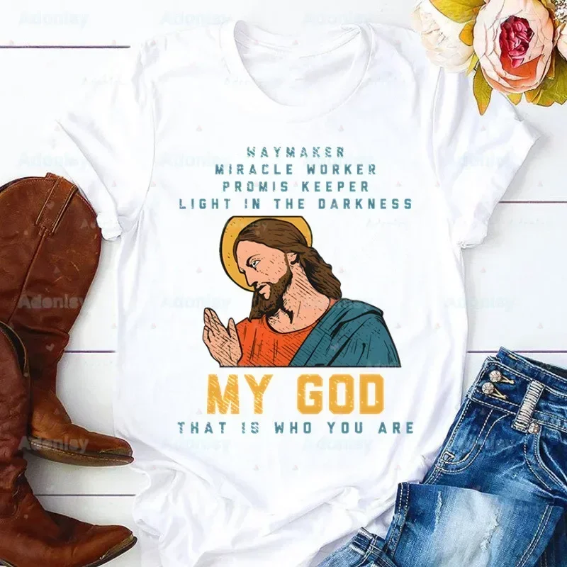 

Jesus I Saw ThatMan Cartoon Mom Summer Print Lady T-shirts Top T Shirt LadiesMans Graphic Female Tee T-Shirt