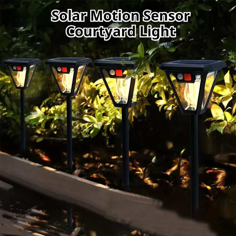 Solar Induction LED Lawn Lamp Outdoor Courtyard Lamp Flower Garden Plug-in Lamp Tungsten Filament Lamp Dual Use Solar Wall Lamp