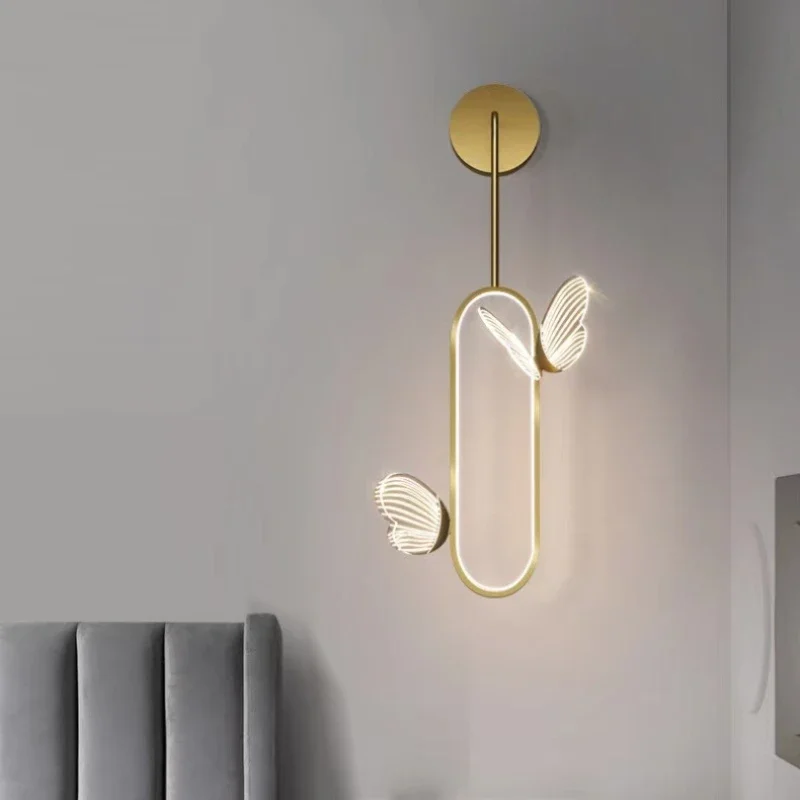 

Modern Bedside Wall Lamp Nordic Creative Butterfly Bedroom Decorative Light Luxury Background Wall Aisle Lamps Indoor Lighting