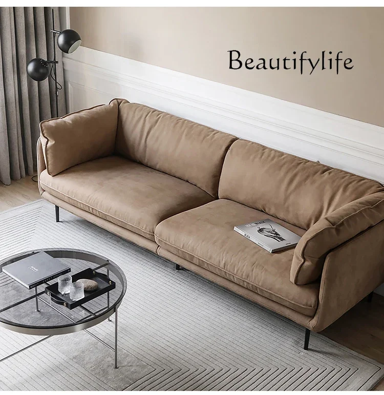 Nordic Italian Simple Technology Cloth Fabric Sofa Living Room Quiet Wind Split Multiple Light Camel