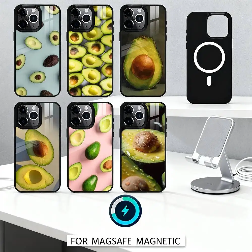 

Чехол для телефона Fruit King Avocado для iPhone 17,16,15,14,13,12, Pro, Max для магнитной беспроводной зарядки Magsafe