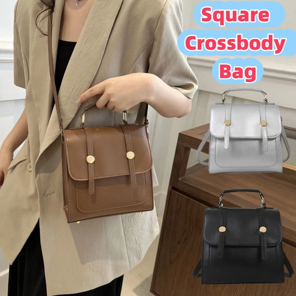 

Fashion Minimalist College Style Ruckpack Retro PU Leather Square Crossbody Bag Handbag Large Capacity Travel Backpack Students