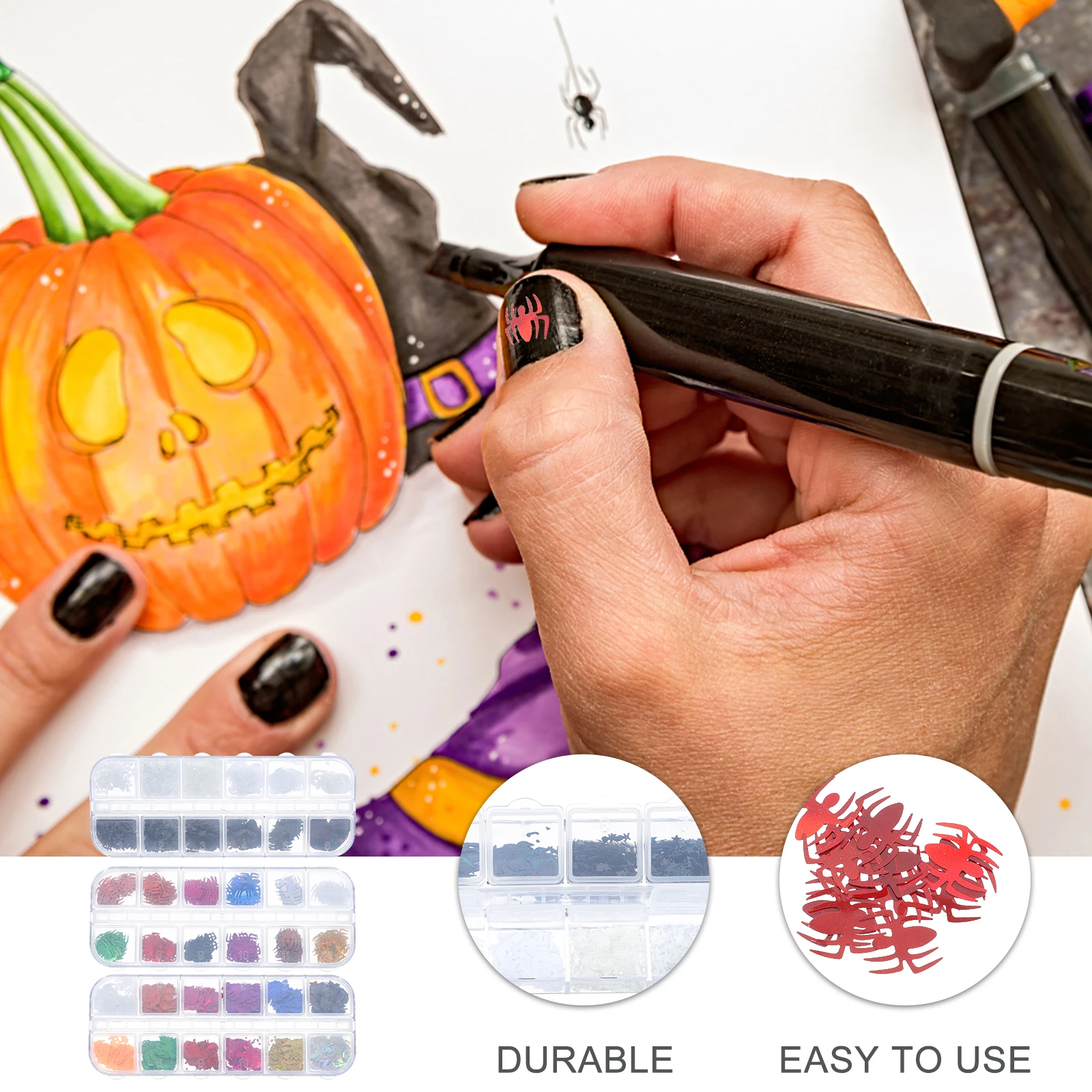 

Halloween Stickers Festival Manicure Decals Sequins Art Stickers Party Decoration Dark Skull Nail Glitter Nail