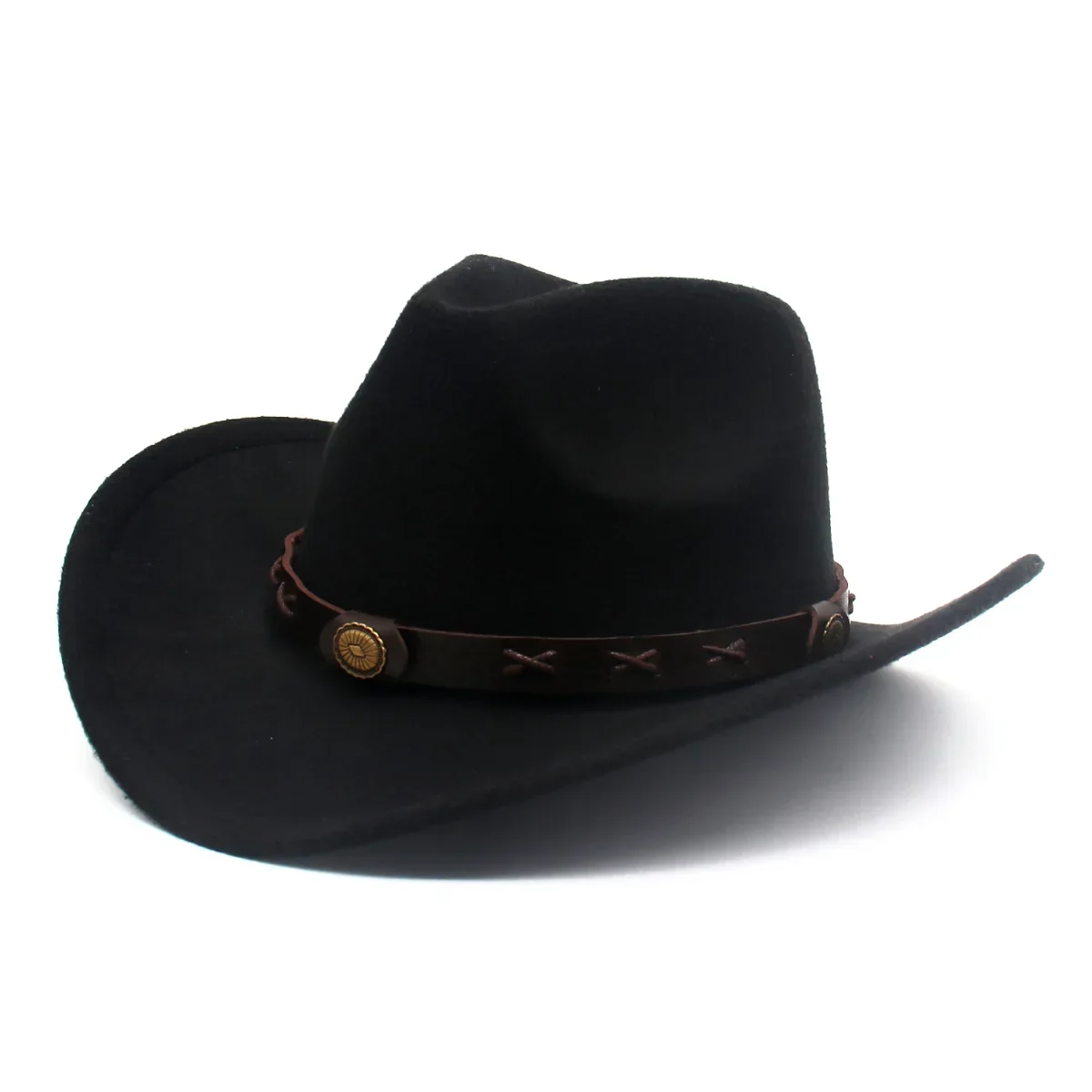 Western Retro Belt Cowboy Hat Grassland Travel Cowgirl Country Hat Classic Jazz Women Felt Hats Vintage Wild Knight Hats For Men