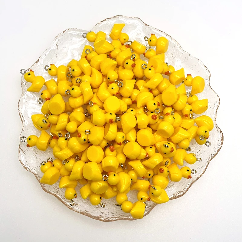 10/30/50/100 قطعة بالجملة صغيرة بطة صفراء الراتنج السحر السائبة لطيف الحيوان المعلقات ل القرط Diy بها بنفسك صنع المجوهرات