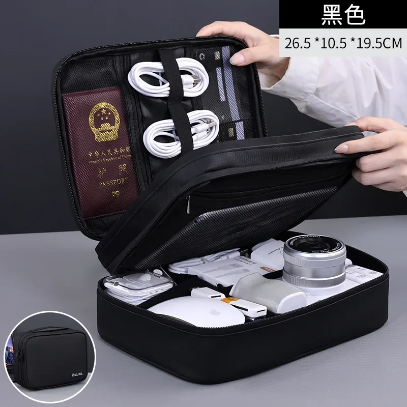 Portable Travel Digital Accessories Organizer Bag Large Double Layer Storage Case for Camera Cable Passport and Gadgets