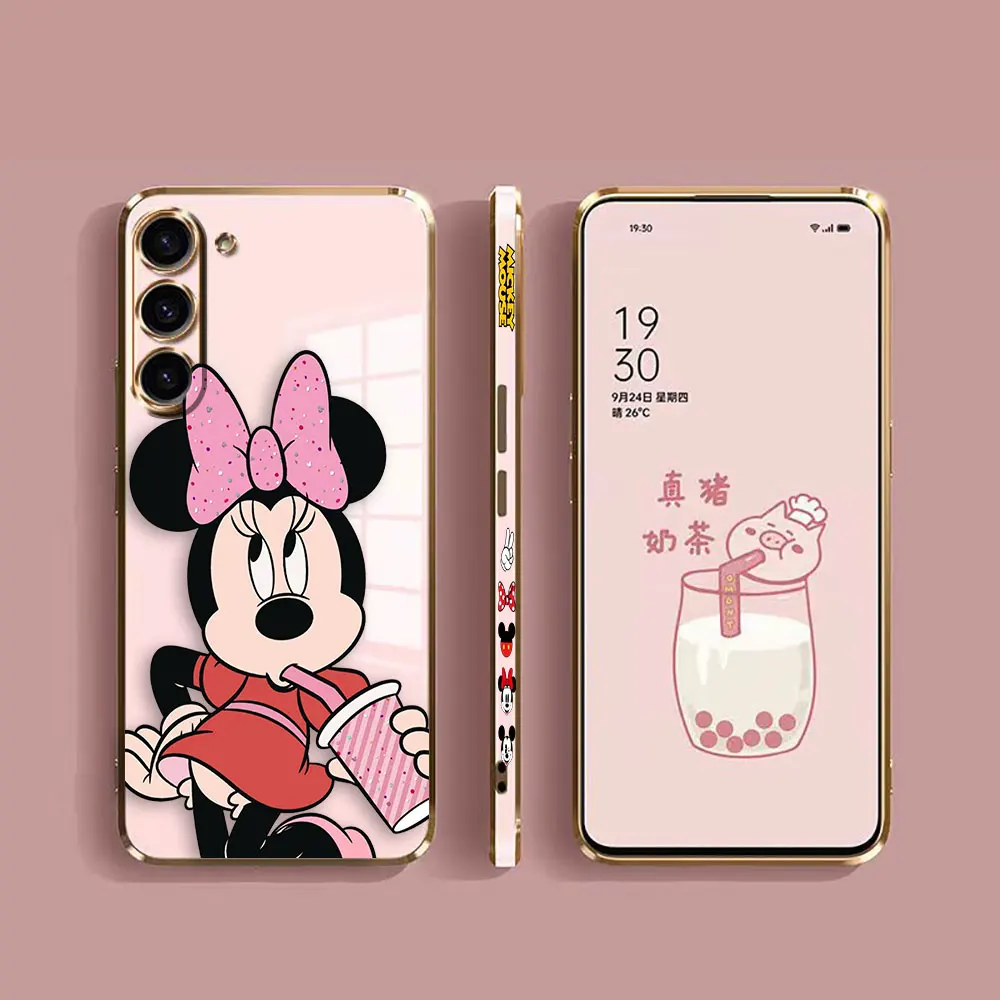 Cover Smooth E-TPU Phone Case For Samsung S24 S23 S22 S21 S20 FE S10 S9 A01 PLUS ULTRA 5G Case Shell Funda Cute M-Minnie Mouse