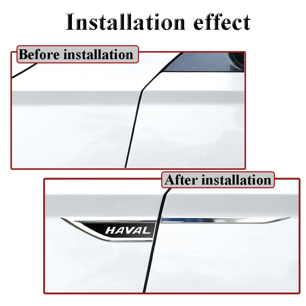 Car Body Fender Side Metal Chrome Zinc Alloy Knife Side Sticker For Haval H6 Dargo M6 H9 H6S F7 F7X Jolion DOG XY H2 H3 H5 H7 H8