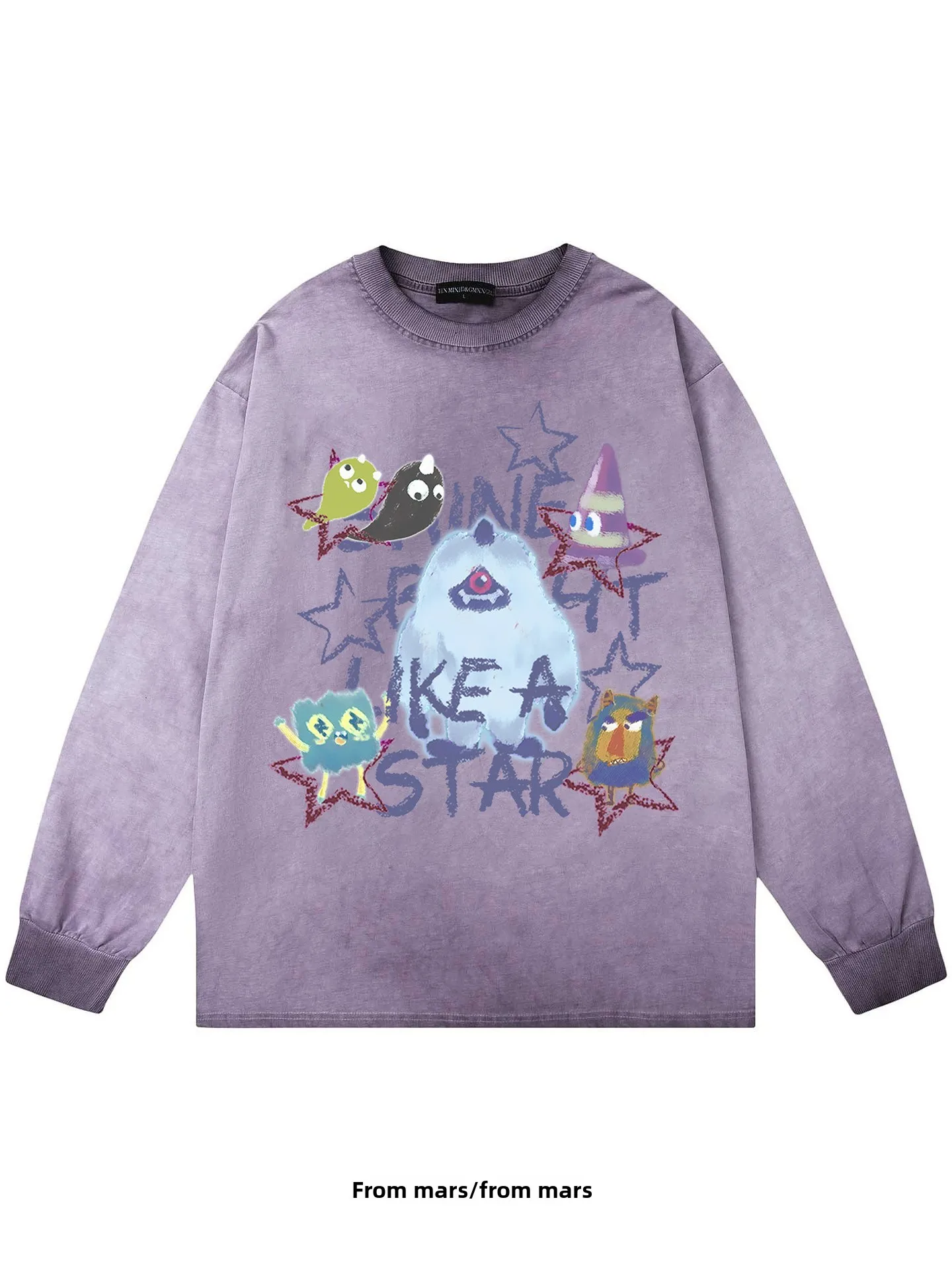 

Свободная футболка с длинным рукавом для пар, в американском стиле хип-хоп, с мультяшным принтом, из дышащего хлопка, повседневная одежда для мужчин и женщин