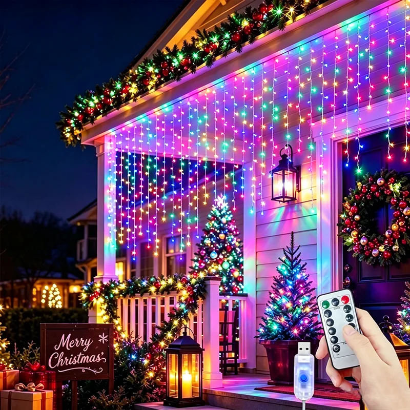8 Modes USB Popsicle LED String Lights Waterproof Flexible Curtain Garland Lamp For Home Wedding Christmas Party Garden Decor