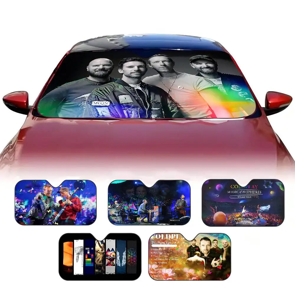 Pop Rock Band C-Coldplay Personalized Windshield Sunshade Car Cover Sun Shade Auto Sun Visor Car-covers Car Solar Protection