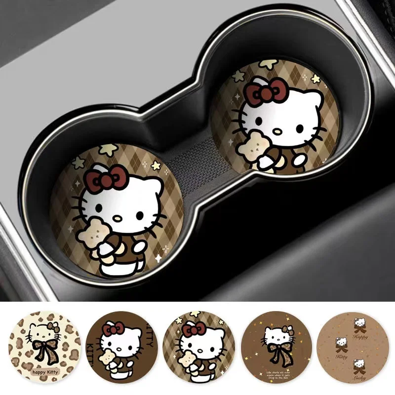 Hug Bear, Katie Cat Car Cup Mat, Car Goods, Creative Water Cup Mat, Car Interior Decoration, Non Slip Storage Mat, Universal