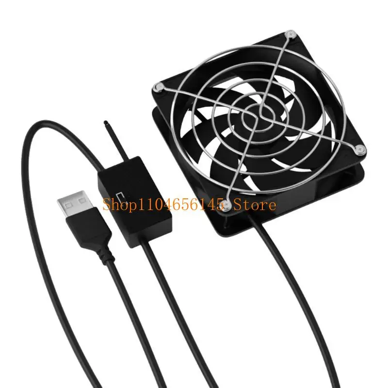 

652F USB Powered Temperature Control Cooling Fan 3 Speed Adjustable Thermostat 8x8cm