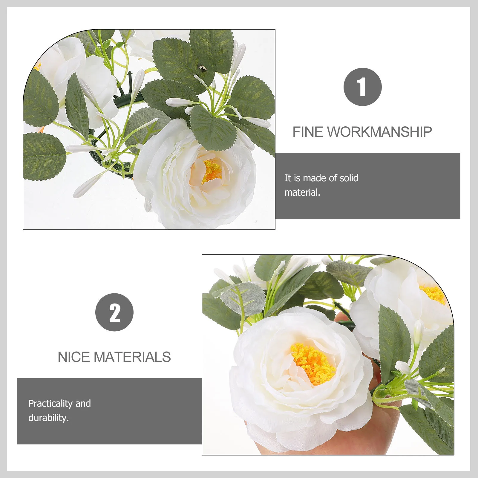 

Small Flower Ring Wreath Artificial Green Leaves Exquisite Table Centerpiece Wedding Decor Wreath