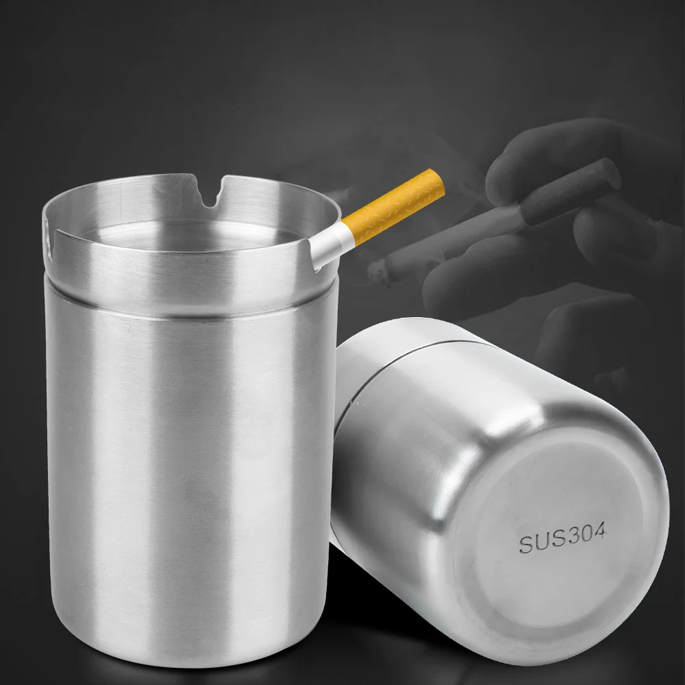 Detachable Send Boyfriend Car Ashtray Creative With Lid Windproof Stainless Steel Ashtray Smoke T obacco Ash Holder Container