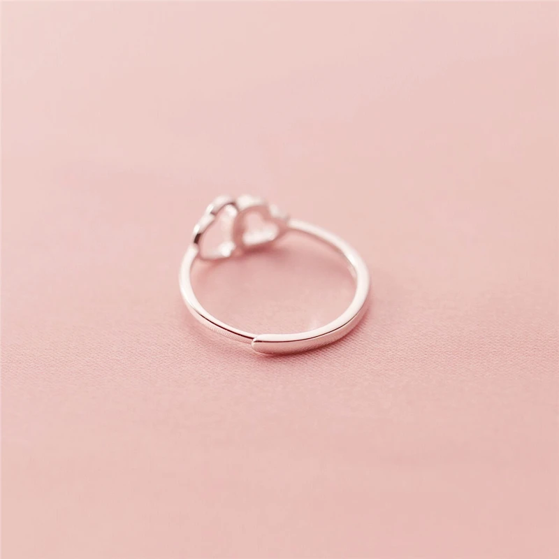 밑창 메모리 스위트 로맨틱 오픈워크 지르콘, 925 스털링 실버, 크기 조정 가능한 오프닝 링, 여성용 RI1140