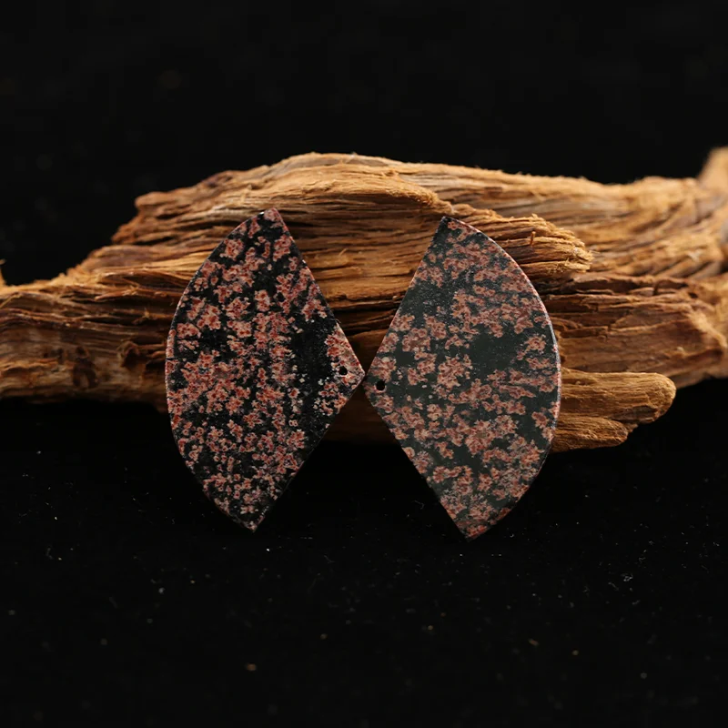 B&F Snow Flake Obsidian Earring Beads for Jewelry Making, Handmade Natural stones beads, Stones for jewelry Making Supplies