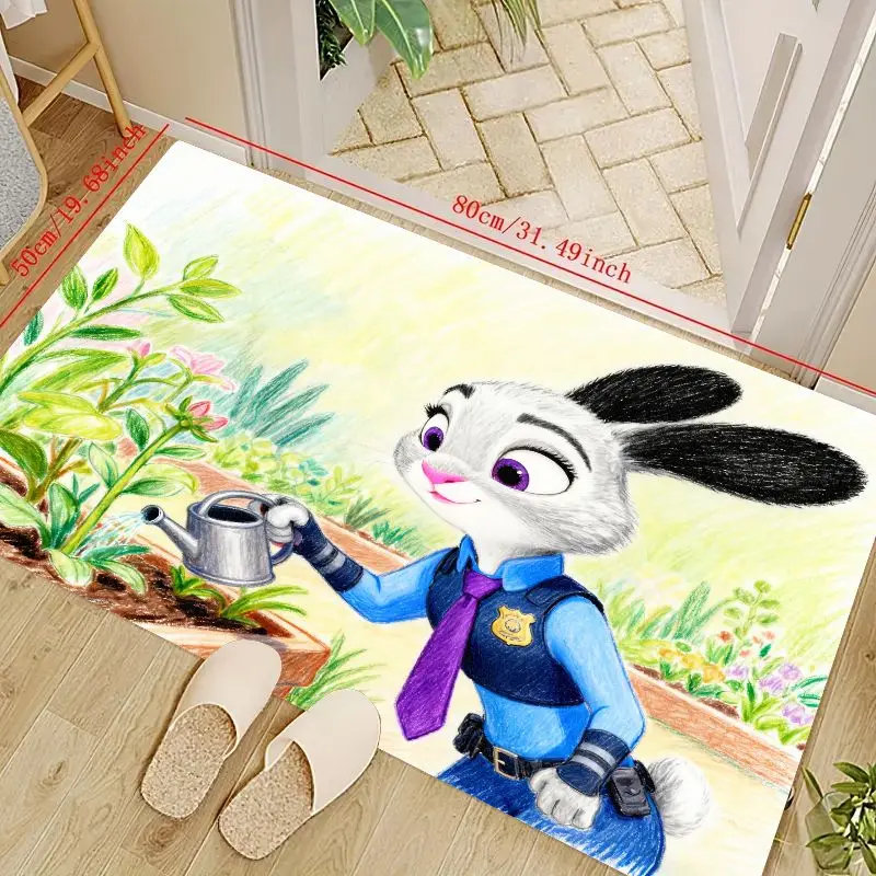 

1 шт. Disney Zootopia Judy Hopps мультяшный напольный коврик, милый кролик полицейский коврик для полива растений, мягкий нескользящий коврик Washa