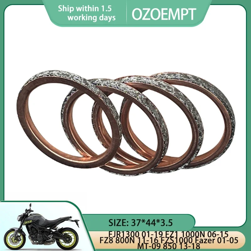 OZOEMPT 37*44*3.5 Exhaust Pipe Gasket For FJR1300 01-19 FZ1 1000N 06-15 FZ8 800N 11-16 FZS1000 Fazer 01-05 MT-09 850 13-18