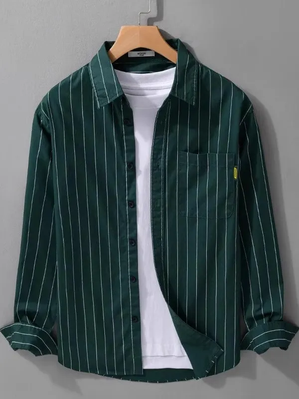 

Мужской кардиган свободного кроя с длинными рукавами в полоску, повседневная верхняя одежда для весны и осени, модный молодежный тренд