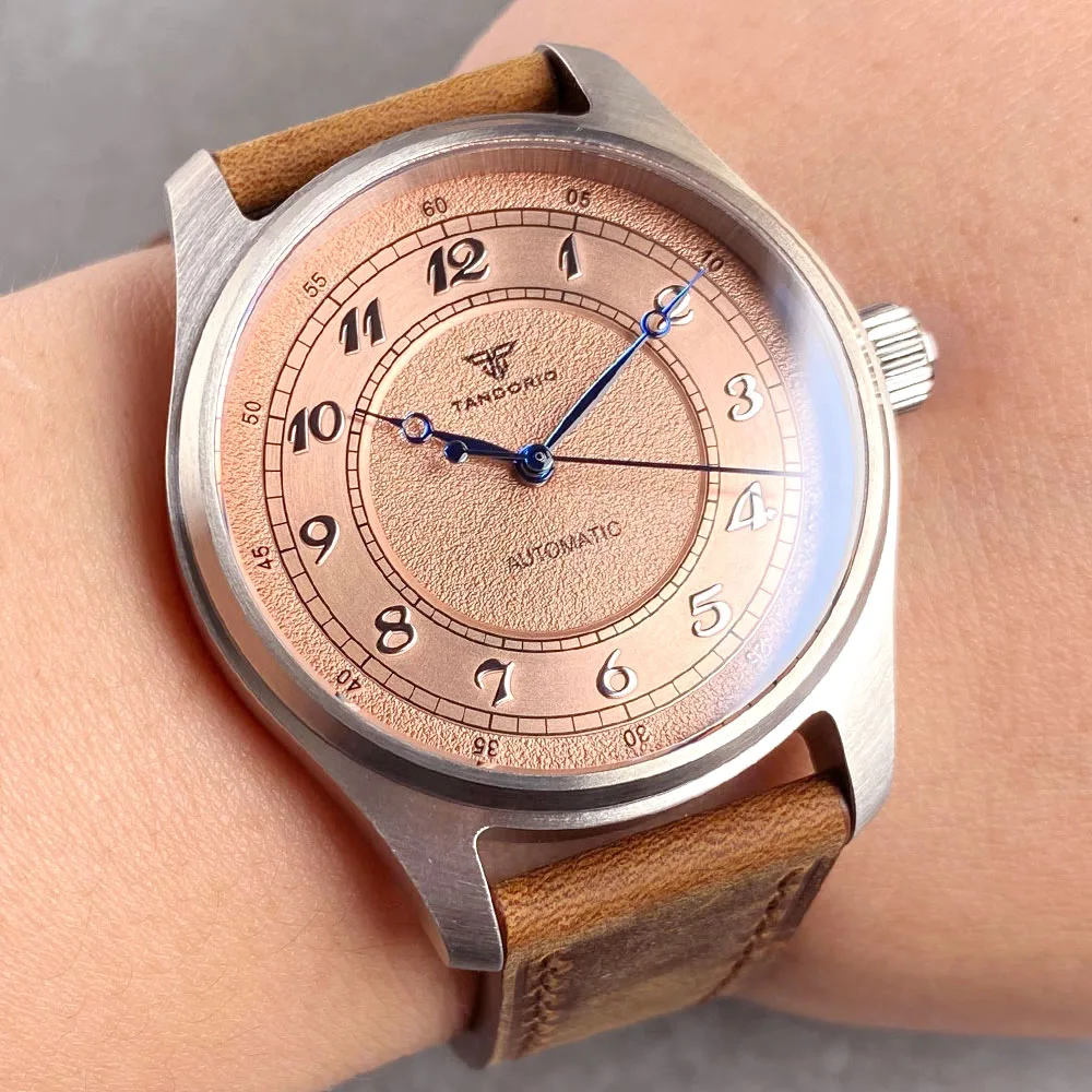 39MM Vintage CuSn8 Real Bronze Vintage Pilot Wristwatch poker blue hands NH35AA PT5000 Dive Mechanical Watch Men 20bar