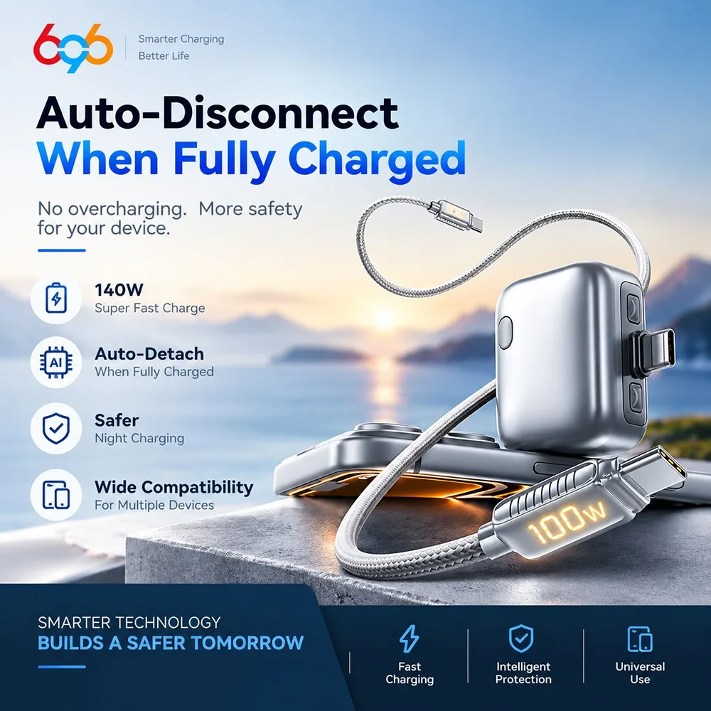 Safe Charger For Type-C Enabled Devices 140W Fast Charging Separator Adapter Smart Full Charge Auto Power Off
