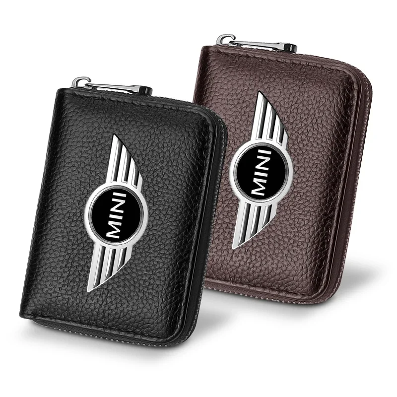 Car Styling Wallet Driver License Business Card Holder Key Case For BMW Mini Cooper R50 R52 R53 R55 R56 R60 R61 F54 F55 F56 F60