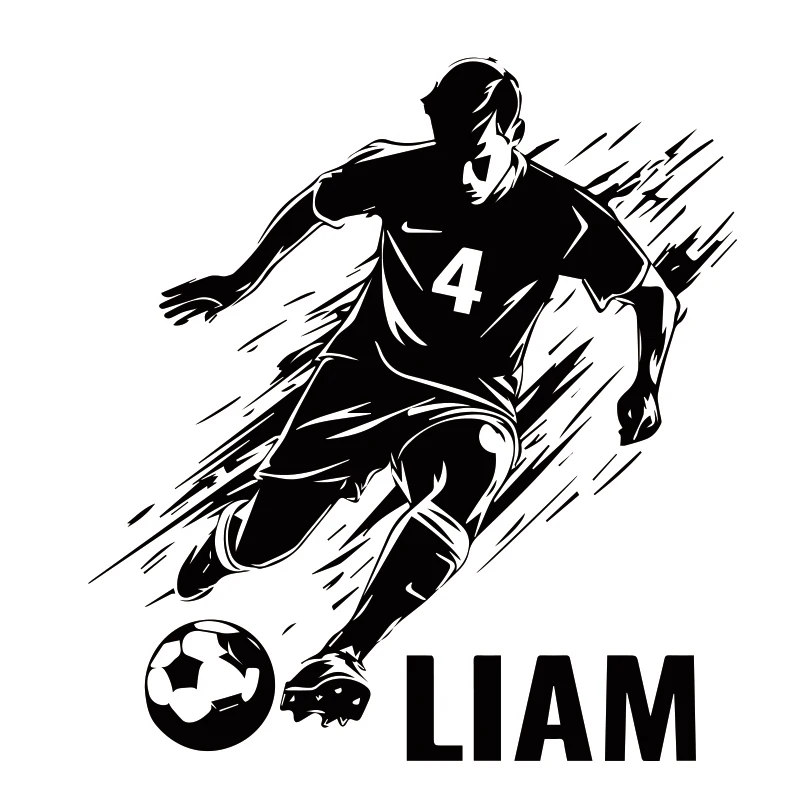 Personalized Soccer Player Vinyl Art Home Decor Kids Boys Room Teens Bedroom Decals Life Size Soccer Player Wall sticker 4D16