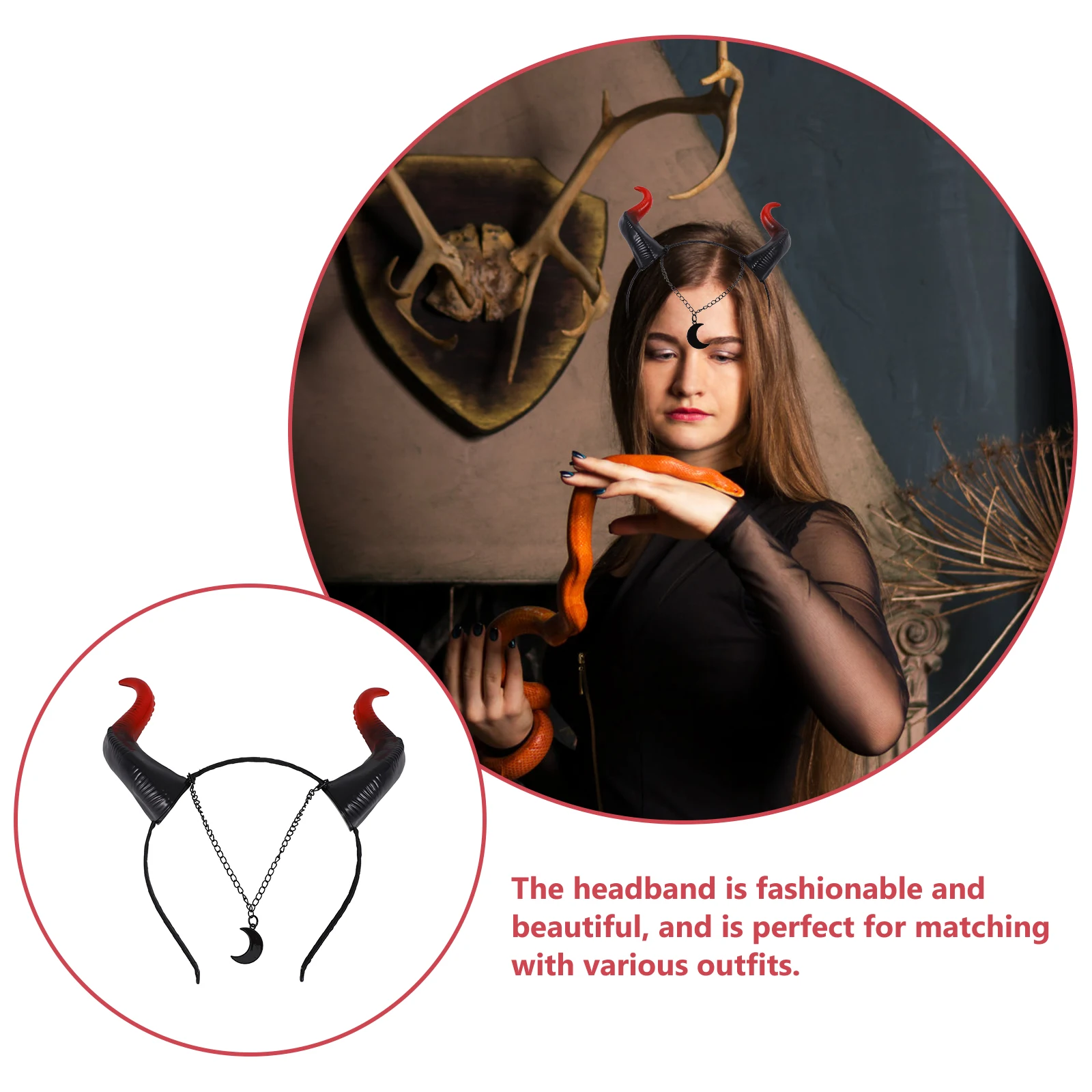 

1pcs Devil Horn Headband Halloween Cosplay Hair Accessory Lightweight Party Headdress Festival Costume Decor Horn Headpiece For