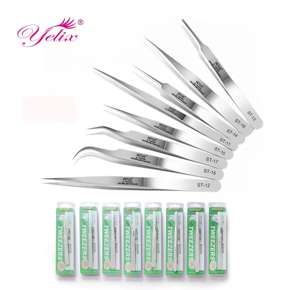 Yelix Eyelashes Tweezers Stainless Steel Mink Eyelash Extension Tweezer  High Precision Eye Lash Makeup Tools