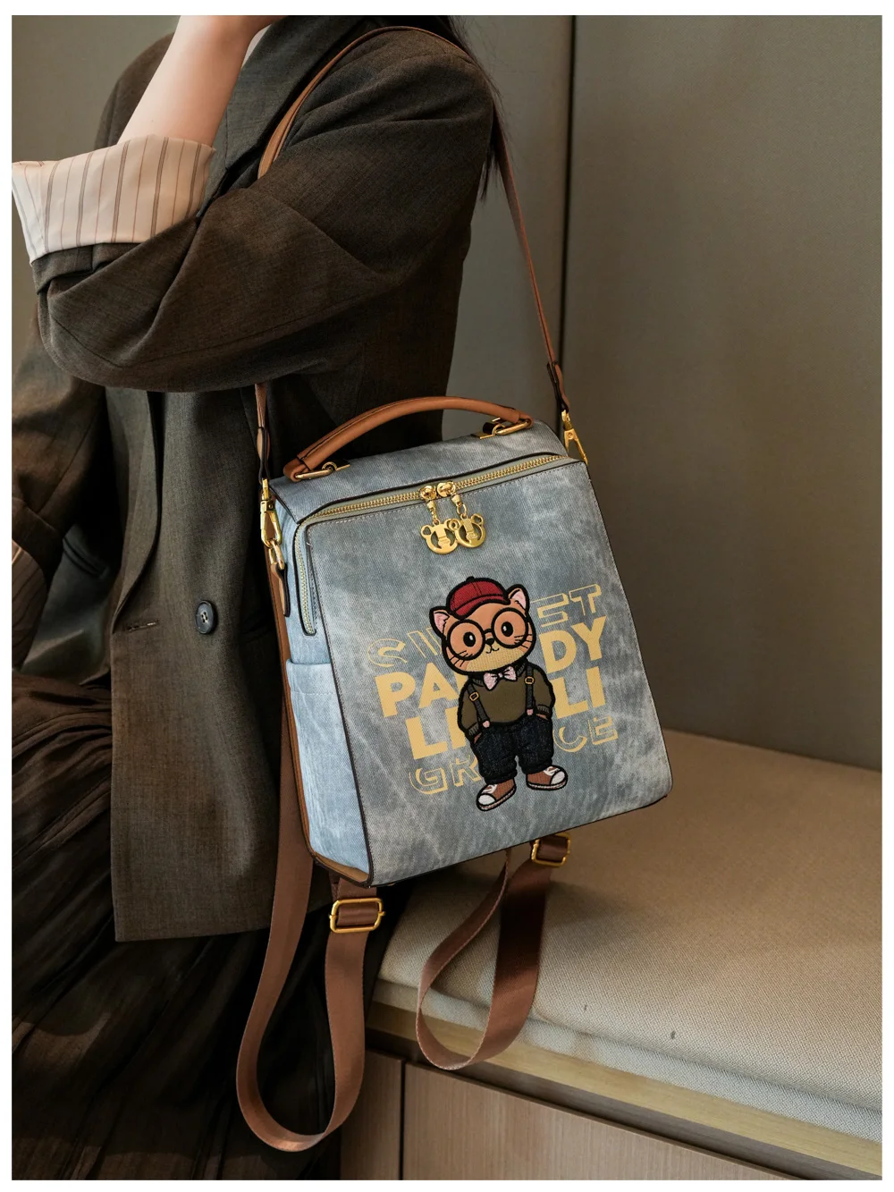 【Gran oferta】Mochila moderna, bolso de hombro para mujer, mochila de gran capacidad con cierre y bolso de mano informal con doble correa para los hombros.
