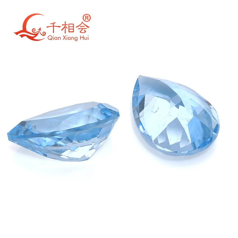 

Super Santa Maria aquamarine color Lab-grown spinel Pear Shape with inclusions cracks Natural Cut for Jewelry Making