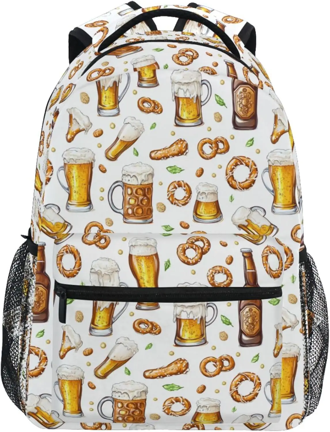 

Beer and Food School Backpacks Book Bag for Boys Girls Travel Hiking Camping Daypack Work Laptop Backpack