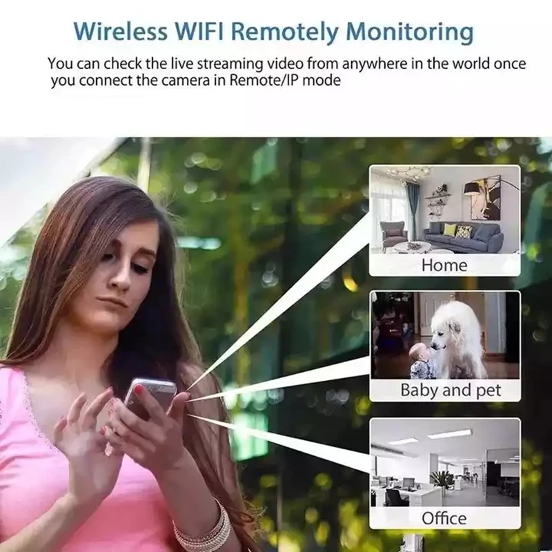 Mini caméra de surveillance IP WiFi HD 1080p, dispositif de sécurité domestique sans fil, babyphone vidéo, avec vision nocturne et détection de mouvement