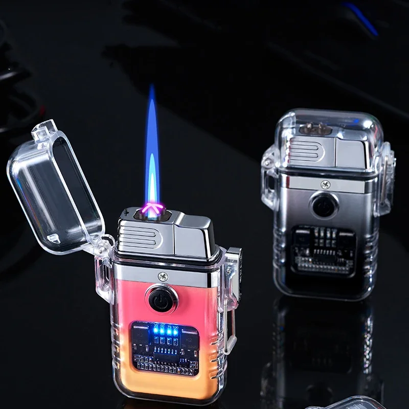 Plasma Lighter Waterproof Windproof Lighter Butane Gas Turbine Electric Transparent ARC USB Rechargeable Lighter Outdoor Camping