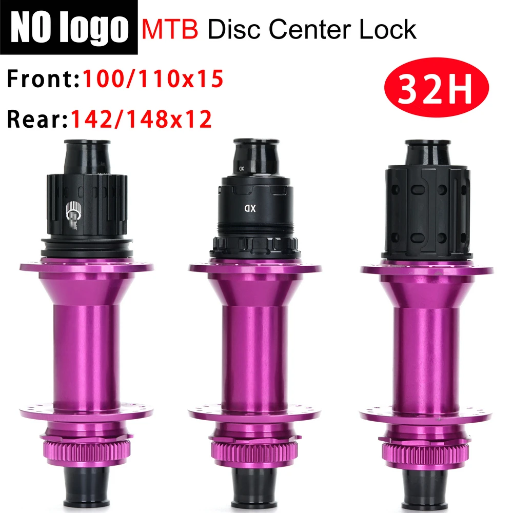 Purple Bicycle Hub 32 Holes Center Lock Disc Brake J-Bend Thru Axle Boost MTB Hub For Shimano HG/XD/MS 135X10 141X10 148X12